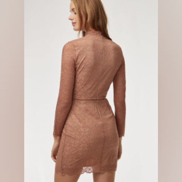 Aritzia Wilfred Janvry Lace Long Sleeve Mini Dress Nude Size 6 - Picture 5 of 5
